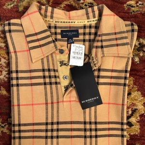 NWT Burberry Gold Polo in classic check pattern
